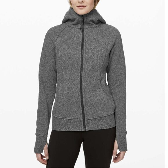 Lululemon Scuba Hoodie *Light Cotton Fleece Heathered Speckled Black Grey Sz 12 - Picture 1 of 16